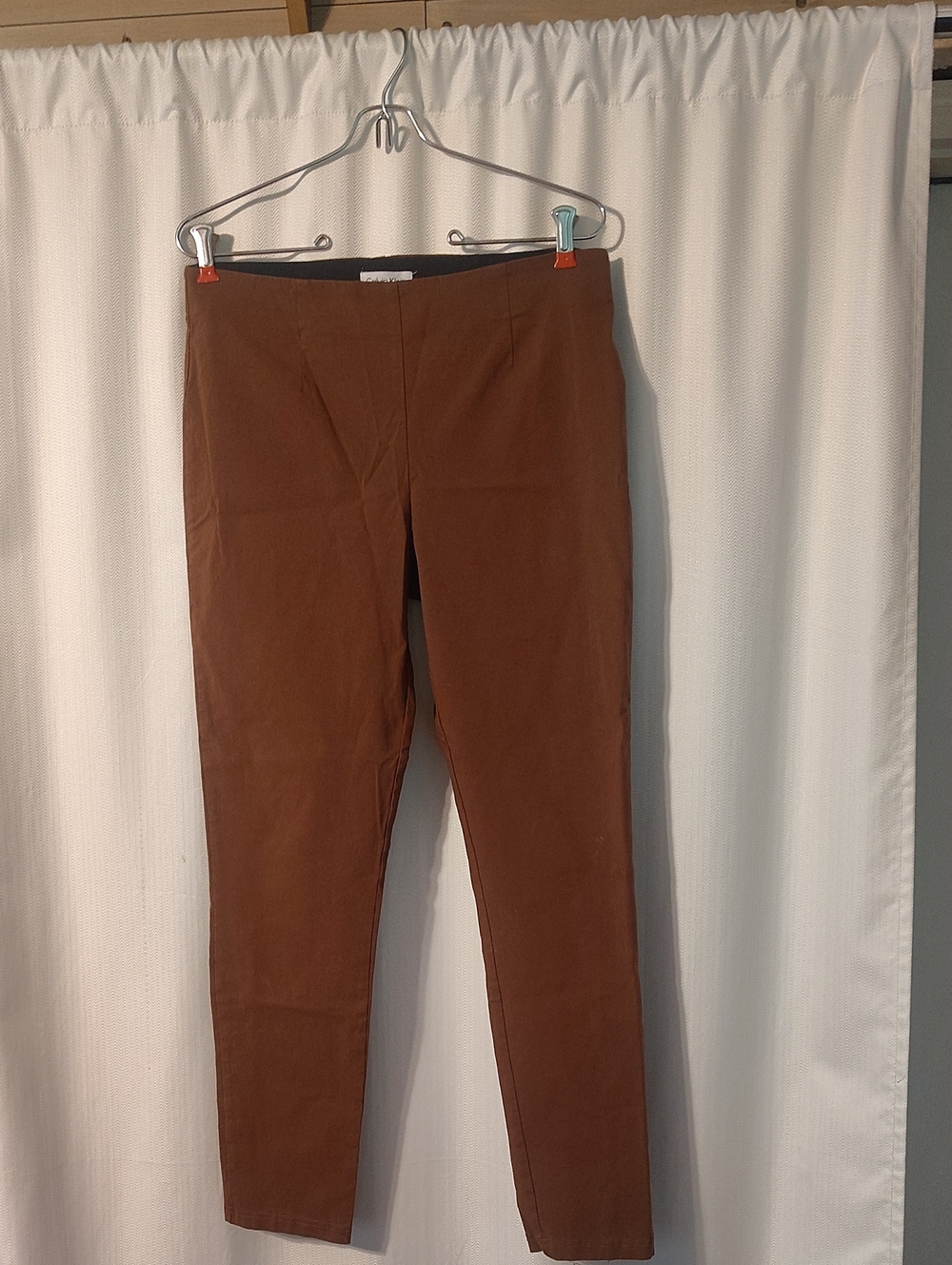 Calvin Klein Elastic Brown Slim Ponte Dress Pants
